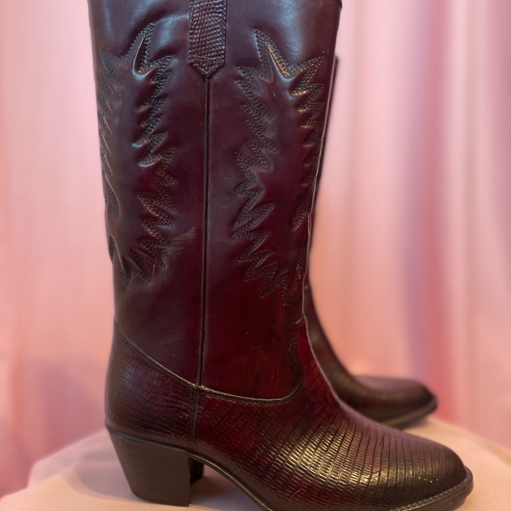 Women's Vintage Burgundy Brown Western Cowboy Boots Size 6 Made in USA Cowgirl - Picture 7 of 9